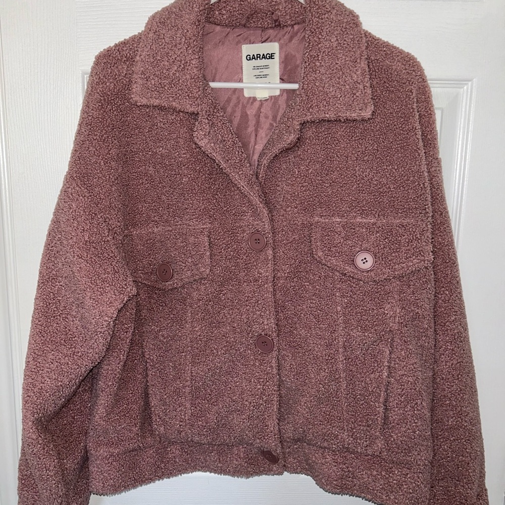 Garage Oversized Cropped Teddy Jacket
